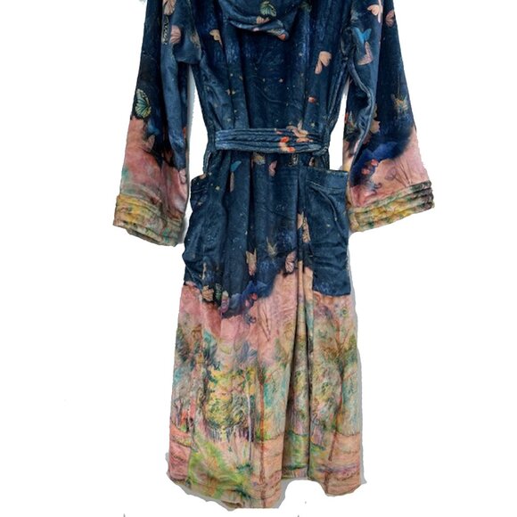 Johnny Was Aurelius Cozy Robe Floral Butterfly Sleep Wear Lounge Flowers Blue NW - Picture 6 of 6